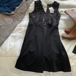 Black lace sequence dress